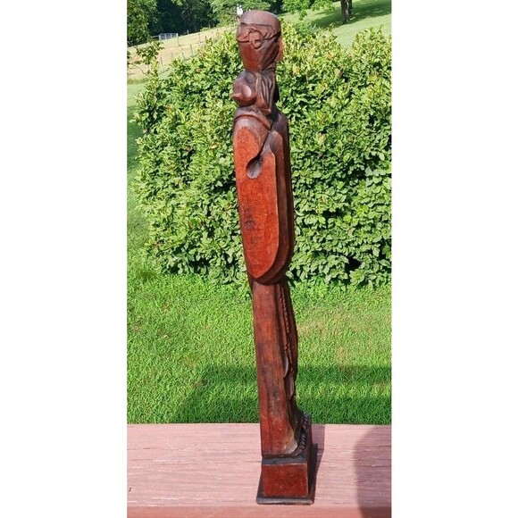 VTG Hand Carved Wooden Wood Monk Priest 18" Figure Praying Religious Statue EUC - Picture 5 of 7